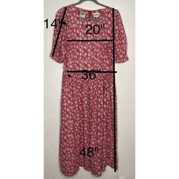 VTG Laura Ashley Cottagecore Floral Puff Sleeve Prairie Maxi Dress Women Size 14 - Picture 4 of 10